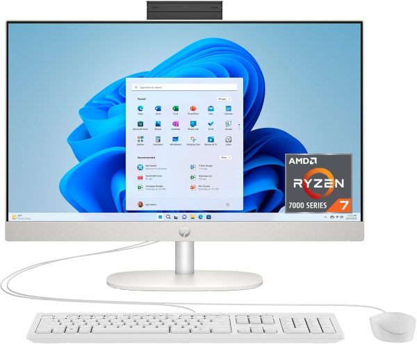 HP 24 inch All-in-One Desktop PC, FHD Display, AMD Ryzen 7 7730U, 16 GB RAM, 512 GB SSD, AMD Radeon Graphics, Windows 11 Home, 24-cr0032 (2024)