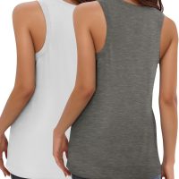KKJ 2 Pack Womens Tank Tops Summer V Neck Sleeveless Loose Casual Blouses Beach Vacation Outfits Shirt Spring Trendy Clothes - Image 3