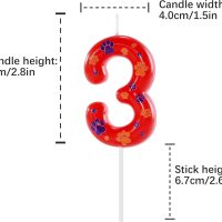 Red Blue Number 3 Dog Paw Theme Cake Toppers, Dog Patrol Birthday Candles for Kids/Baby/Children/Boy/Girl Birthday Celebrating and Decorating Party Supplies. (Red Blue Number 3) - Image 2