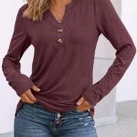 AUTOMET Women's Long Sleeve Shirts 2025 Fall Fashion Dressy Casual Tops Trendy Henley Blouses Cute Work Outfits Clothes - Image 2