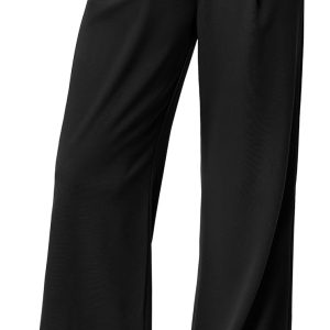 Ewedoos Wide Leg Pants Woman Stretchy Work Dress Pants Women Pull on Business Casual Slacks Trousers Fall Outfits 26"/28"