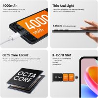 KXD A09 Unlocked Android Phones, Android 12 Smartphones, 6.56" HD+, 4000mAh 10W Fast, Octa-Core 8GB+128GB/SD 256GB Smart Phone, 13MP+8MP, Face ID Unlock Phone, 4G Dual SIM Phone (Deep Black) - Image 6