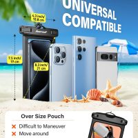 Hiearcool Waterproof Phone Pouch, Universal Case Compatible for iPhone 16 15 14 13 Pro Max Plus Up to 8.3", IPX8 Beach Travel Essentials-Black-2 Pack - Image 3