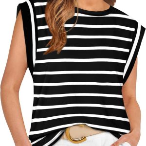 WIHOLL Cap Sleeve Tops for Women Summer Top Basic Tee Shirts Casual Tank Loose Fit 2025 Fashion