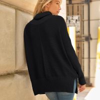LILLUSORY Women's Oversized Turtleneck Sweaters Fall Batwing Sleeve Ribbed Tunic Sweater - Image 5