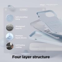 elago Compatible with iPhone 15 Case, Liquid Silicone Case, Full Body Protective Cover, Shockproof, Slim Design, Anti-Scratch Soft Microfiber Lining, 6.1 inch (Light Blue) - Image 4