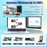 Laptop Screen Extender, 14" FHD 1080P IPS Laptop Monitor Extender Dual Screen, Portable Monitor for Laptops 13-17" with USB-C/HDMI Port, Plug n Play for Windows/Mac/Android/Switch/PS5 - Image 3