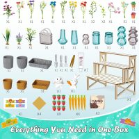 Make It Miniature Botanicals Kit - Mini Plants Collectibles with Flowers, Bouquets, Bonsai, Succulent, Garden, Wooden Display Stand - DIY Crafts Toy Gifts for Kids 6+, Collectors, Decoration - Image 8