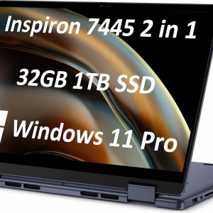 Dell Inspiron 14 2-in-1 Touchscreen Laptop (14" FHD+ IPS, 32GB DDR5 RAM, 1TB SSD, AMD Ryzen 5 8640HS (> intel i7-1255U)) For Business, Students, FP, Backlit, FHD Webcam, Inspiron 7445, Win 11 Pro