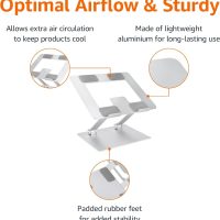 Amazon Basics Sturdy and Portable Ergonomic Laptop Stand for Desk, Adjustable Riser, Fits all Laptops and Notebooks up to 17.3 Inch, Silver, 10 x 8.7 x 6 in - Image 2