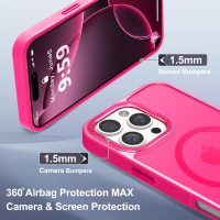Newfuture Designed for iPhone 16 Pro Max Case with Magnetic [13 FT Military Drop Protection] [Compatible with Magsafe] Slim Translucent Matte Shockproof with Anti-Fingerprint Phone Case, Hot Pink - Image 6