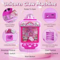 Claw Machine for Kids, Mini Vending Machine Girls Unicorn Toys, Candy Grabber Prize Dispenser with Sound & 20 Mini Plush Toys, Electronic Arcade Game Indoor Toy for Home Party Birthday Gifts - Image 2