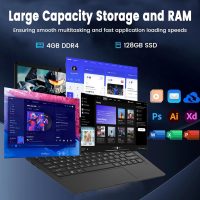 Azeyou 11.6” Laptop HD Display, Student Laptop Computer 4GB DDR4 RAM, 128GB SSD, OS 11 Pro Laptops, WiFi, BT4.2, USB3.0, Type_C 4000mAh Battery (Black) - Image 7