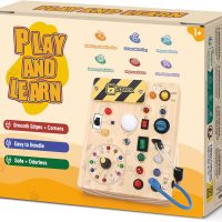 Busy Board, Montessori Toy for 1-3 Years Old, Wooden Toddler Sensory Travel Toy, Ideal Gift for 1+ Year Old Boys (Busy Board Plus V2), Medium, Yellow - Image 8