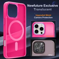 Newfuture Designed for iPhone 16 Pro Max Case with Magnetic [13 FT Military Drop Protection] [Compatible with Magsafe] Slim Translucent Matte Shockproof with Anti-Fingerprint Phone Case, Hot Pink - Image 4