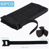 60 PCS 6 Inches Reusable Cable Ties, Adjustable Cord Straps Wire Organizer Cord Wrap and Hook Loop Cable Management - Image 2