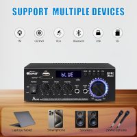 AK45 Pro Amplifier Home Audio Stereo Receivers with Bluetooth 5.0,Max 400W,2.0 Channel Stereo Amplifier System for Home Theater Speakers, Karaoke,Garage,Home Amp with USB,SD,RCA,2 MIC in - Image 2