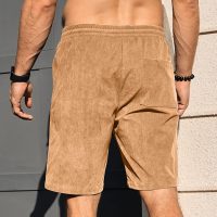 PLEPAN Mens Corduroy Shorts Casual 7 Inch Inseam Elastic Waist Drawstring Summer Beach Short - Image 3