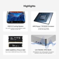Beelink SER8 Mini PC, AMD Ryzen 7 8745HS(8C/16T, up to 4.9GHz), 32GB DDR5 RAM 1TB PCle4.0 SSD, SER8 Mini Computer Support 4K@144Hz, Tirple Display, HDMI+DP, WiFi6, BT5.2, USB4 - Image 2