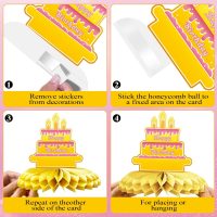 43rd Birthday Decorations Set, 1982 Table Toppers for Women Birthday Party Supplies, Happy 43 Year Old Table Decoration for Her, 9Pcs Pink & Gold Honeycomb Centerpieces - Image 5