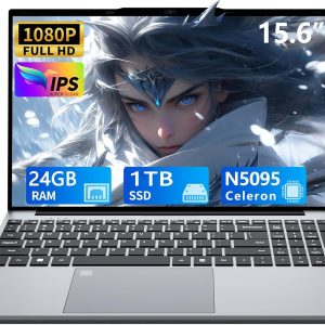 15.6 Inch Laptop, Gaming Laptop, Laptops 24GB 1TB SSD, Lap top Computer N5095, Traditional Laptops Computers 180 Angle Opening, Lap top Fingerprint Unlock Backlit Keyboard, 1920X1080 FHD IPS MINI-HDMI
