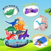 Dinosaur Toys for Kids 3-5: Wooden Stacking Montessori Toys for 3 4 5 6 7 8 Year Old Boys Girls Balance Competition Game for Family Birthday Gifts for Kids Ages 4-8 (Classic Version) - Image 5