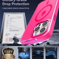 Newfuture Designed for iPhone 16 Pro Max Case with Magnetic [13 FT Military Drop Protection] [Compatible with Magsafe] Slim Translucent Matte Shockproof with Anti-Fingerprint Phone Case, Hot Pink - Image 5
