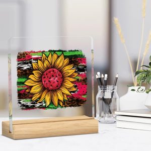 Sunflower Summer Decor Gifts for Women Men Friends Summer Holiday Decor Clear Acrylic Beach Decorations Sign for Home Office Table Mantel Shelf 4 x 4 Inch