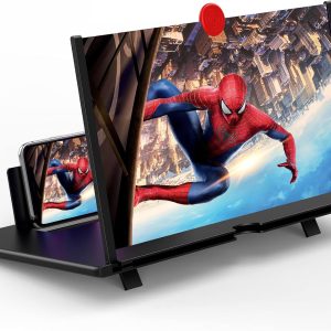 12" Screen Magnifier,3D HD Mobile Phone Magnifier Projector Screen Enlarger for Movies, Videos, and Gaming,Foldable Cell Phone Stand with Screen Amplifier,Supports All Smartphones (Black, 12inch)