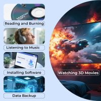 External Blu Ray Drive, Support 50G Disc Read/Write Bluray Drives, Portable 3D Blu Ray Burner with USB 3.0 and Type-C, Blu Ray Reader Suitable for Windows XP/7/8/10/11 MacOS for Laptop, Desktop, Mac - Image 6