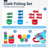 hahaland Montessori Toys for 1 Year Old - 10 in 1 Cloth Toddler Fishing Game with Stacking Cups, Baby Toy 12-18 Months One Year Old Boy Birthday Gift, Toddler Toys for 1 2 Year Old Boy Girl Gifts - Image 4