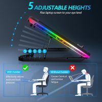 Laptop Cooling Pad, Gaming Laptop Cooler with 9 Quiet Fans, Laptop Cooling Stand for 12-17 Inch, Laptop Computer Fan with 5 Height Adjustable,2 USB Ports,1 Phone Stand - Image 3