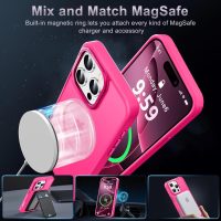 Newfuture Designed for iPhone 16 Pro Max Case with Magnetic [13 FT Military Drop Protection] [Compatible with Magsafe] Slim Translucent Matte Shockproof with Anti-Fingerprint Phone Case, Hot Pink - Image 2