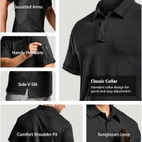 CQR Men's Polo Shirts, Tactical Short Sleeve Golf Performance Shirts, Lightweight Dry Fit UPF 50+ Pique - Image 7