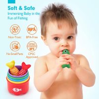 hahaland Montessori Toys for 1 Year Old - 10 in 1 Cloth Toddler Fishing Game with Stacking Cups, Baby Toy 12-18 Months One Year Old Boy Birthday Gift, Toddler Toys for 1 2 Year Old Boy Girl Gifts - Image 5