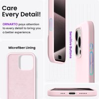 ORNARTO Compatible with iPhone 15 Pro Case 6.1", Liquid Silicone 3 Layers Full Covered Soft Gel Rubber Cover, Shockproof Protective Slim Phone Case with Anti-Scratch Microfiber Lining-Chalk Pink - Image 5