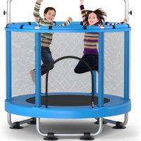 55" Trampoline for Kids with Enclosure, 440lbs Capacity Indoor & Outdoor Toddler Trampoline with Adjustable Gymnastics Bar & Toys, for Boys & Girls - Image 7