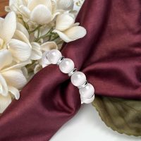 Napkin Rings,Stone Bead Elastic Napkin Holder for Table Decor,Weeding,Dinner,Set of 4 pcs（White） - Image 4