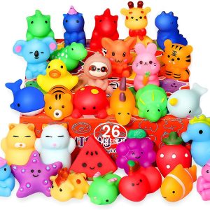Squishies, 26 Pack Mochi Squishy Toys - Kawaii Cat Squishys Slow Rising Animals - Party Favors, Goodie Bag, Birthday Gifts, Mini Squishies Stress Reliever Toy