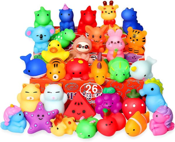 Squishies, 26 Pack Mochi Squishy Toys - Kawaii Cat Squishys Slow Rising Animals - Party Favors, Goodie Bag, Birthday Gifts, Mini Squishies Stress Reliever Toy
