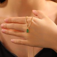 Gold Necklaces for Women 14K Gold Plated Emerald Birthstone Dainty 12 Months Cubic Zirconia Pendant with Adajustable Link Personlalized Birthday Gifts for Women Trendy Jewelry - Image 8