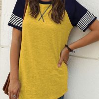 Adibosy Women Summer Casual Shirts: Short Sleeve Striped Tunic Tops - Womens Crew Neck Tee Tshirt Blouses - Image 2