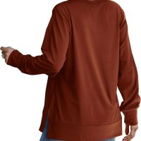 Saloogoe Sweatshirt for women Side Split Fall Fashion 2025 Long Sleeve Shirts Trending Now - Image 3