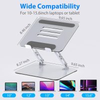 Laptop Stand for Desk, Adjustable Laptop Riser, Metal Foldable Computer Stand Holder Portable Notebook Mount, Ventilated Cooling Notebook Stand Compatible with 10-15.6” Laptops - Image 5