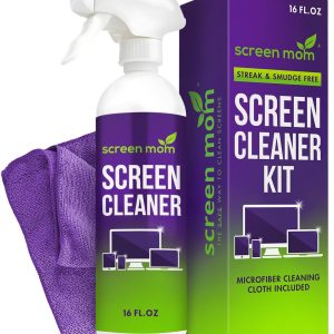 Screen Mom Screen Cleaner Spray and Microfiber Cloth 16oz Screen Cleaner Spray and Wipe for TV, Laptop, Computer, Phone, iPad, Car Screen Cleaning Kit Electronic Cleaner Spray