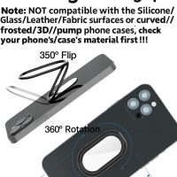 Phone Holder Foldable Phone Stand Phone Ring Holder Finger Kickstand 360° Rotation Cell Phone Stand Metal Phone Grip for Magnetic Car Mount Sticky Phone Grip Compatible with Most Smartphones - Image 2