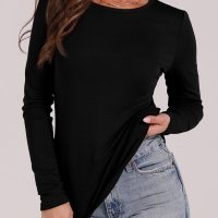 WIHOLL Long Sleeve Thermal Shirt for Women Light Fleece Tops Fall 2025 Crew Neck Casual Basic T-Shirts - Image 3