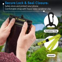 Pelican 2 Pack Marine - IP68 Waterproof Phone Pouch (Regular Size) Floating Waterproof Phone Case - Beach Cruise Ship Travel Essentials - Works w/All Phones - Detachable Lanyard - Black/Hi-Vis Yellow - Image 5