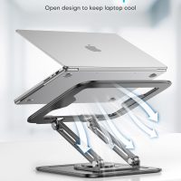 Adjustable Laptop Stand, Computer Stand with 360 Rotating Base, Ergonomic Laptop Riser Mount for Desk Foldable Protable Computer Desk Fits with MacBook Pro Air (10-16") - Black - Image 5