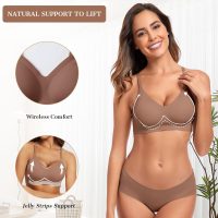 OEAK Womens Wireless Bras Comfortable Push Up Bra No Underwire Bra Full Support Lift Bralette Everyday Seamless Tshirt Bras - Image 2